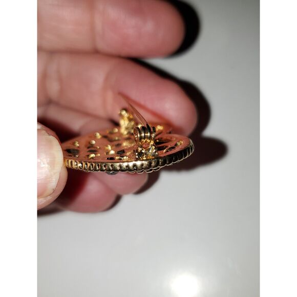 Genuine Crystal Heart Shaped Pin Brooch Recycled Materials Gold Tone Metal - Picture 8 of 10